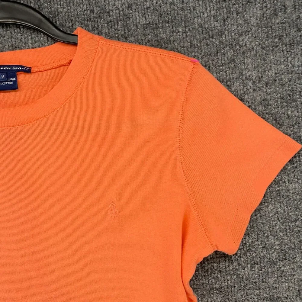 Ralph Lauren Sport Top Womens M Orange Crew Neck Y2K Classic Old Money‎ Preppy